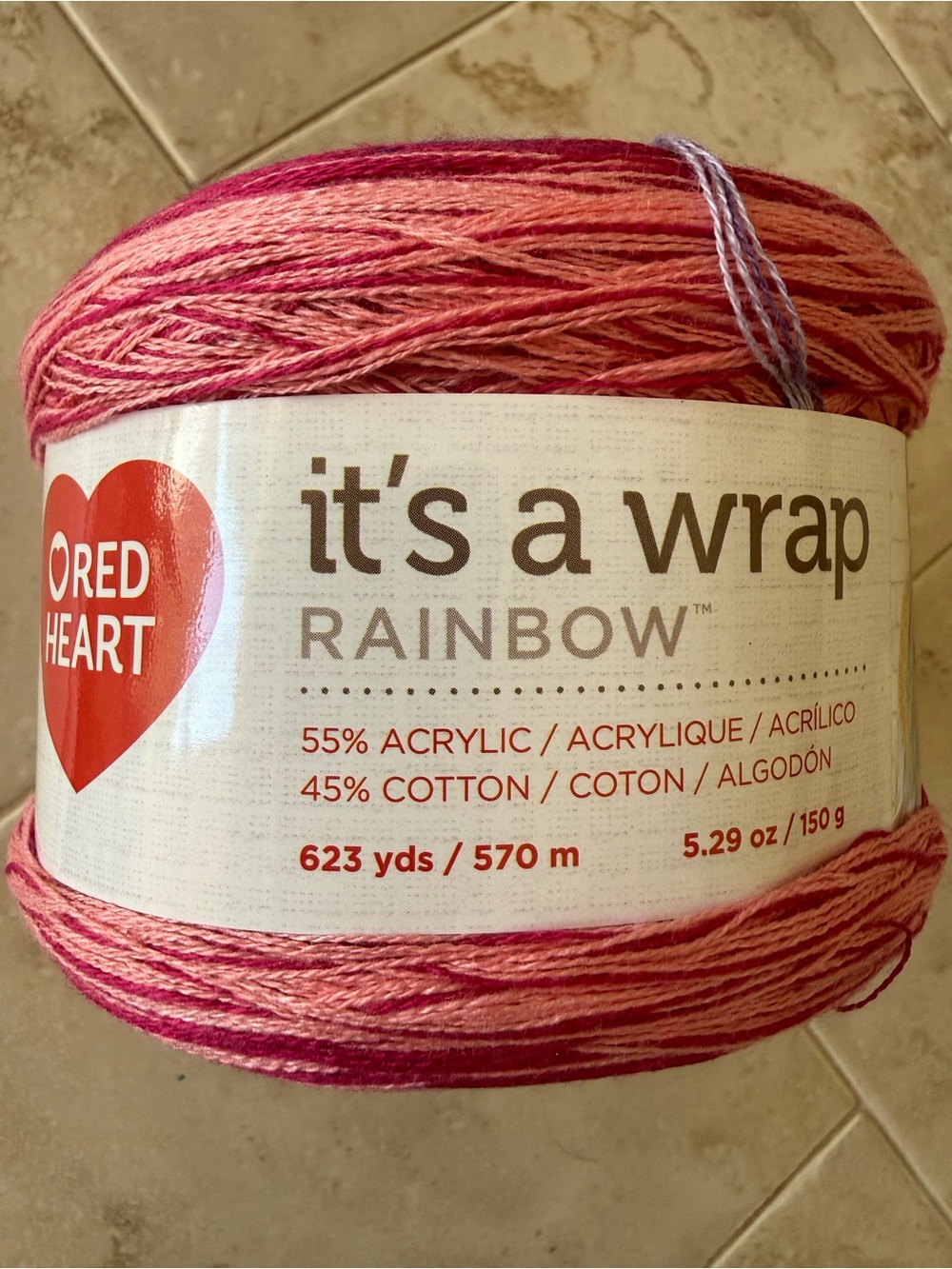 Red Heart It's A Wrap Rainbow Yarn - Pink & Coral Gradient - Parfait